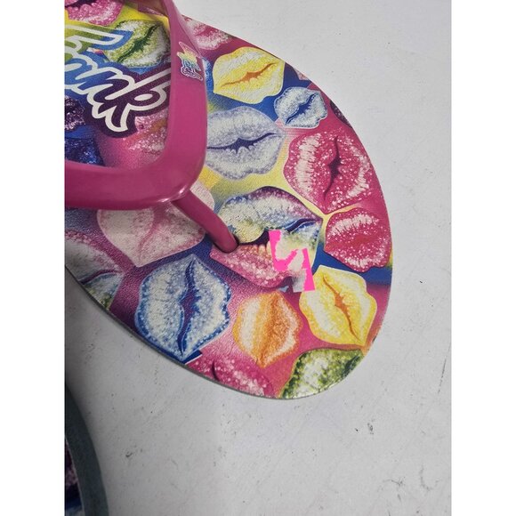 Lisa Frank Colorful Rainbow Lip Print Flip Flops size 9/10 - Picture 5 of 8